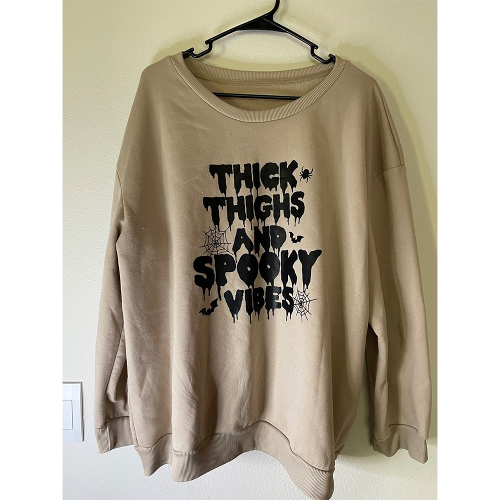 SOLD! SHEIN Beige Sweatshirt with Spooky Graphic